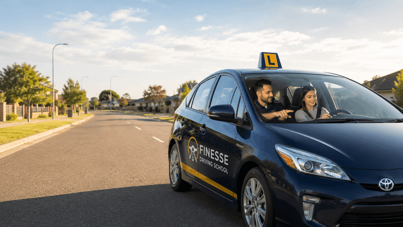 Driving instructor answering a student's questions before a lesson